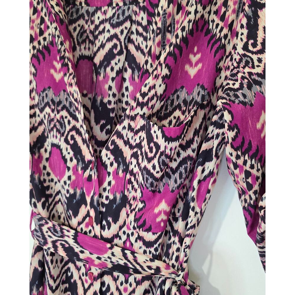Maeve Ikat Purple Shirt Dress Workwear Belt Roll Tab Sleeve Size XS - Picture 4 of 10
